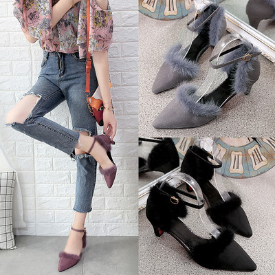 岸森尖頭貂毛單鞋 3厘米細跟，演繹秋冬優雅與性感